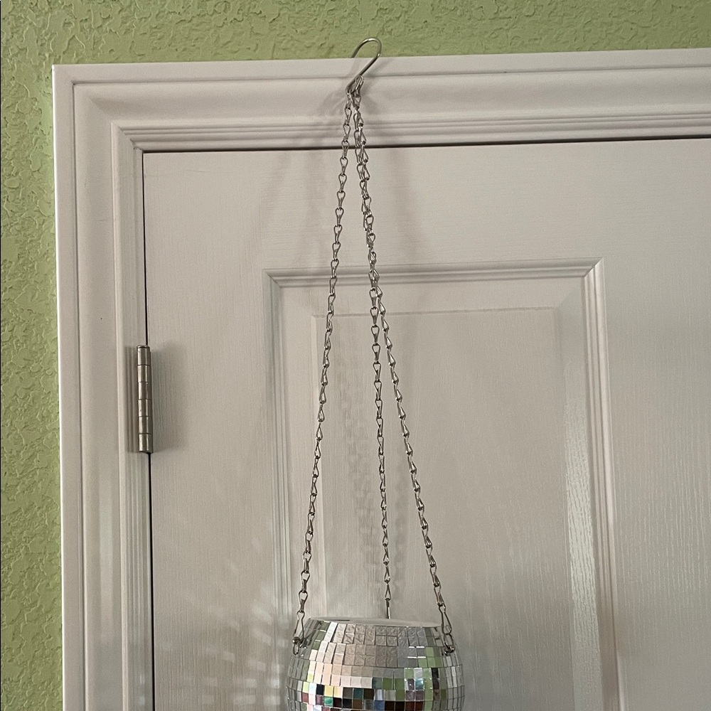 Disco Ball Silver Hanging Planter NWT - Picture 2 of 7